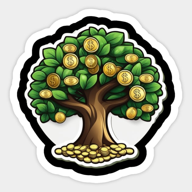 golden coins money grows on trees Sticker by AhmedPrints